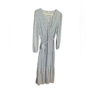 Chic Long Sleeve Blue and White cheetah print Dress